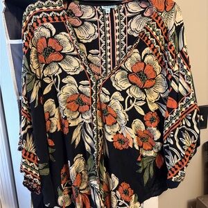 Nostalgia Black and Orange Floral Blouse